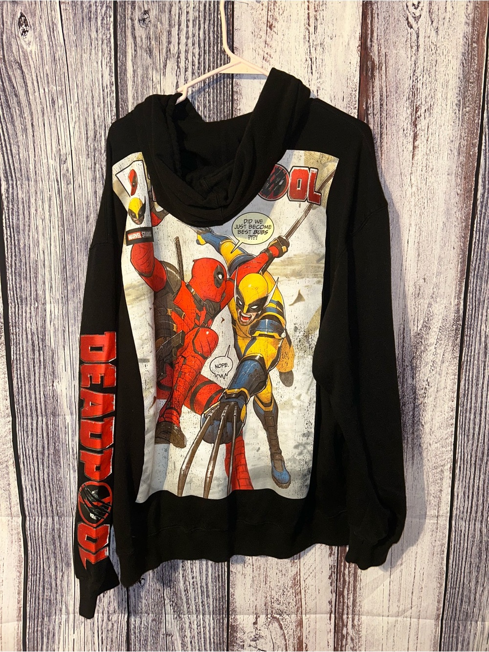 Marvel Deadpool Wolverine Best Bubs Patch Logo Black Hoodie Sweatshirt 2XL